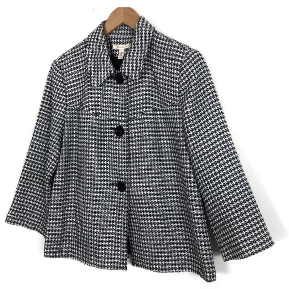 JM Collection black/white button blazer sz 8 - Picture 2 of 3